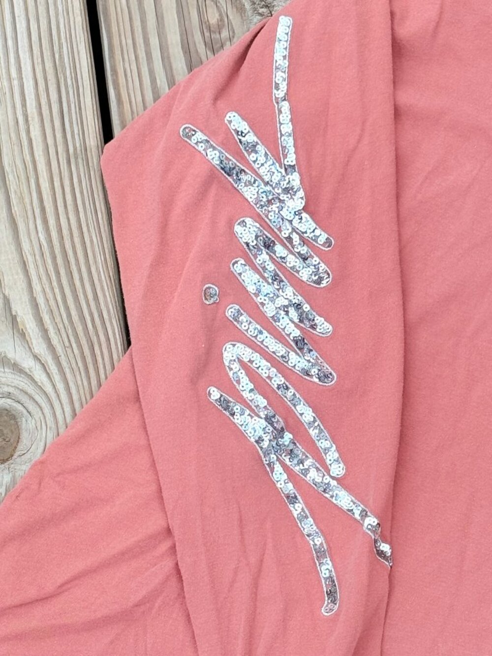 VS Pink Long Sleeve Tee Sequin Sleeve Y2K Soft Girl Casual Top 3452